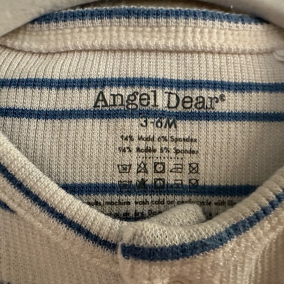 Angel Dear Short Sleeve Ribbed Button Up Romper 3-6mo - Picture 3 of 3